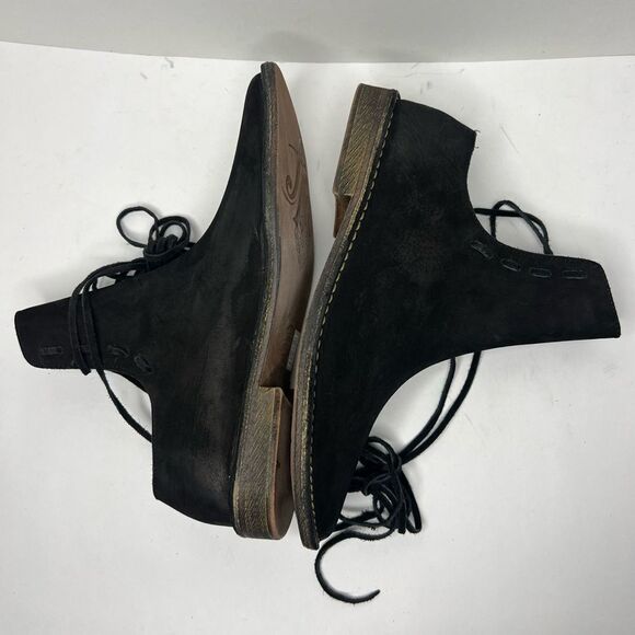 Free People Ajax Black Suede Lace Back Tie Ankle Women’s Booties Sz 37/US 6.5 - Picture 4 of 11